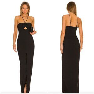 NWT Likely Black Halter Front Slip Maxi Rocky Gown